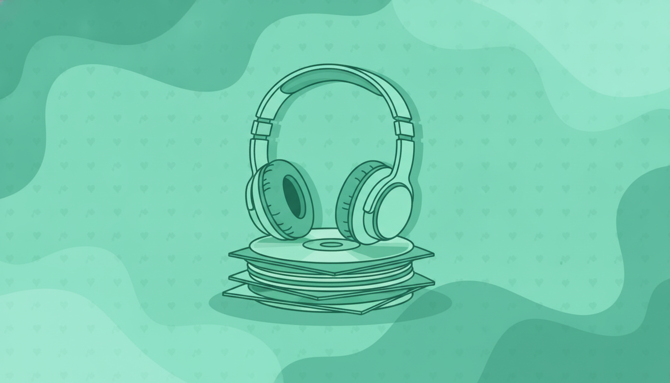Descubre la banda sonora perfecta para cada tipo de ejercicio con unos auriculares sobre una pila de CDs de música.